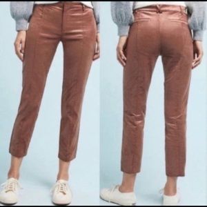 Anthropologie dusty rose velvet pants size 8